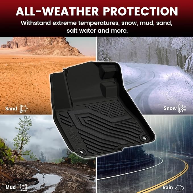 LASFIT Floor Mats & Trunk Mat for Honda CR-V 2017-2022 (NOT for Hybrid), All Weather Protection TPE Floor Liners 1st & 2nd Row & Cargo Mat in Lower Position Full Set, Black