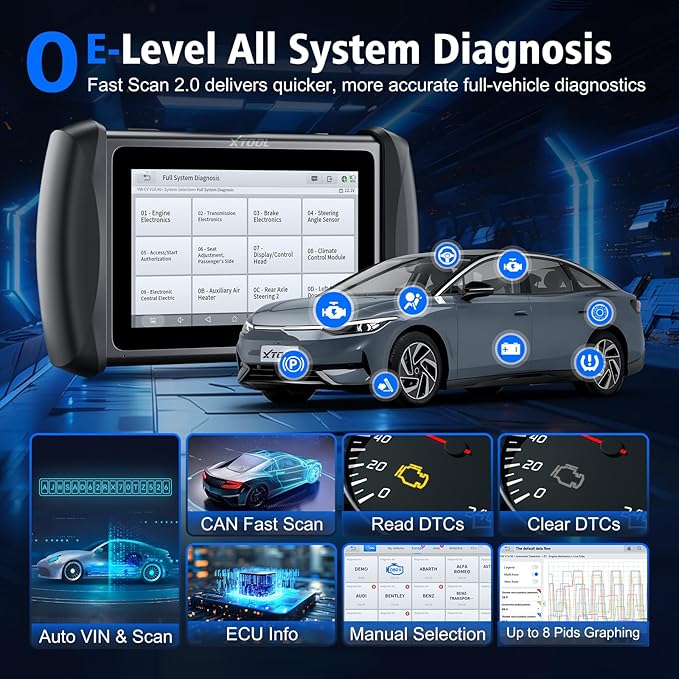 XTOOL IP616 V2.0 OBD2 Scanner Diagnostic Tool with 34+ Resets, Lifetime Free Update Scanner for Car, CAN FD & DoIP, ECU Configuration, Full Systems Scan Tool, Android 10