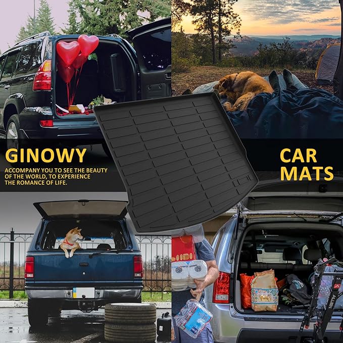 GINOWY-Floor Mats & Cargo Liner for Lincoln Corsair 2020-2024 2025 (Not for Plug-in Hybrid), TPE All Weather Corsair Car Floor Mats, Non-Slip Trunk Mat Corsair Floor Liners Accessories Black
