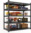 Garage Shelving, 72" H × 48" W Heavy Duty Metal Shelving - Easy to Assemble, Adjustable 5-Tier Storage Shelves, Double-Thickened Columns, 3000 lbs Capacity, for Garage, Pantry Storage, Black