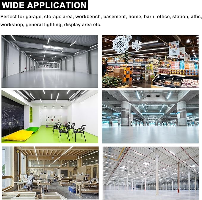 LED Shop Lights - 4FT 50W LED Light Fixture, 4 Foot High Output 7750Lumen, 6000K, Clear Cover, V-Shape Linkable, Plug and Play, T8 LED Tube Light for Garage, Workshop (10 Pack)