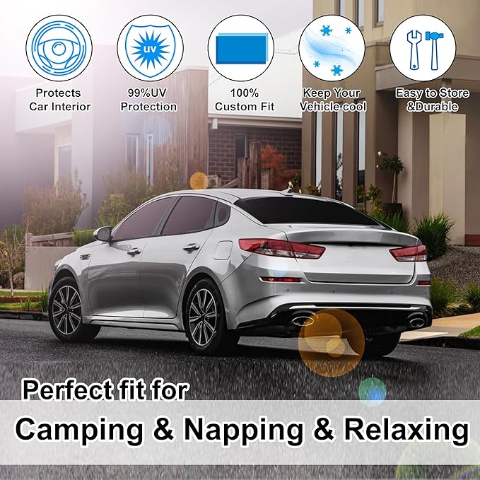 TINGLU Window Shades for Kia Optima 2016 2017 2018 2019 2020 (Not for 2021 KIA K5) Accessories Car Side Full Windows Windshield Sun Shade Sun UV Rays Privacy Protection for Camping 8PCS