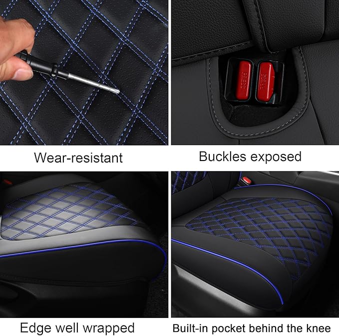 MIROZO Seat Covers for Rav4 Non-Hybrid,Faux Leather Car Seat Covers Compatible with 2019-2025 Toyota RAV4 LE,XLE,XLE Premium,Limited (Black and Blue,Not for Hybrid,Adventure&TRD-Off)