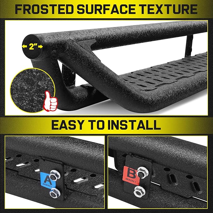 BINARY STAR 90 Inch Running Boards Compatible with Vehicle 2022-2025 Toyota Tundra CrewMax Cab, Wheel to Wheel Truck Side Steps. Tundra Side Steps Step Bars Made wirh Carbon Steel.