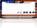I'd Rather Be Hunting License Plate Frame Retro American Flag License Plate Holder for Front or Rear Car Tags Durable Stainless Steel Car Funny Decoration with Screws 6.3 X 12.2 Inch for Men Women