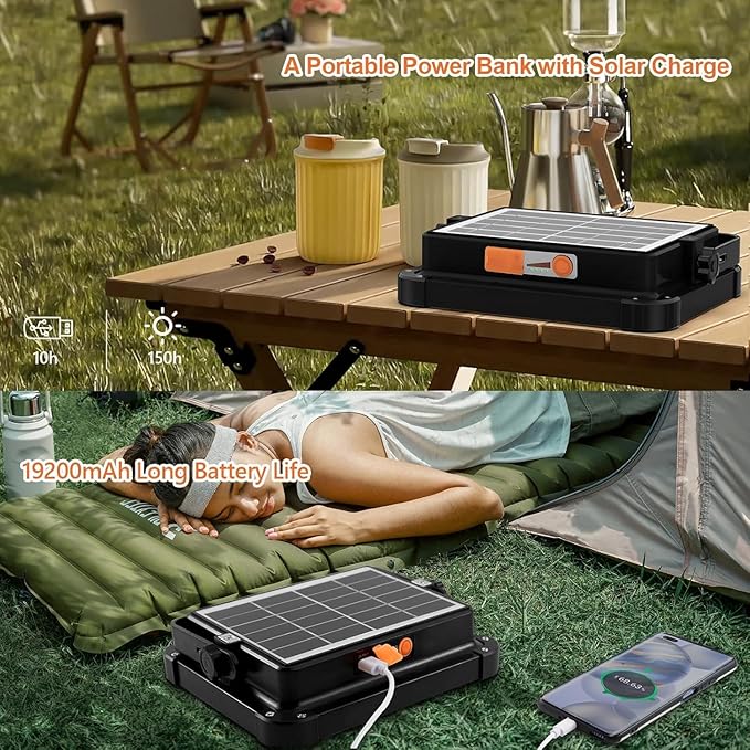 Portable LED Work Solar Light 100W 16500mAh 10000 LM with Stepless Brightness Job Site Battery Rechargeable LED Floor Light for Emergency Worklight for Hurricane (Black)