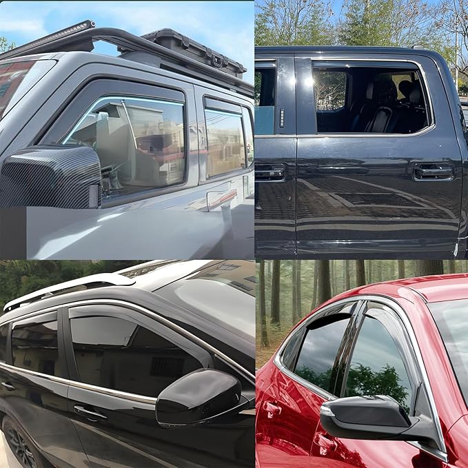 in-Channel Window Visor Deflector Compatible with Ford F150 Super Crew Cab 2015-2024 Rain Guards Smoke 4pcs