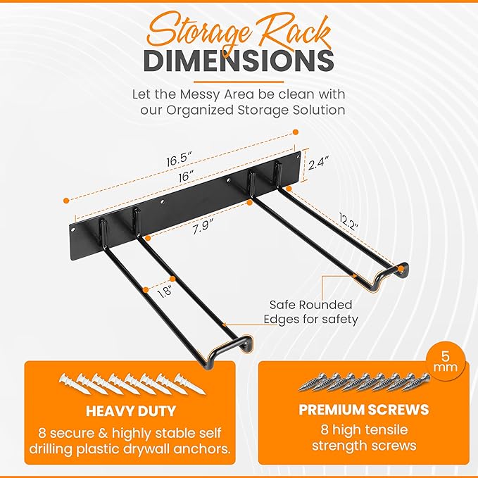 Heavy Duty Folding Chair & Tool Rack – Wall Mount Organizer for Garage, Garden, Beach & Camping – 2 Pack, 250 lbs Capacity Each