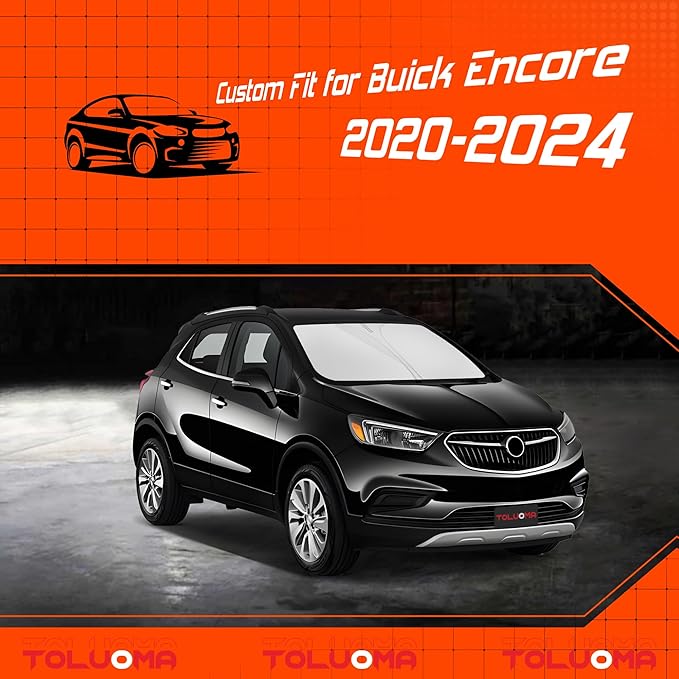 Custom Fit Windshield Sun Shade for Buick Encore 2020-2024 - Full Coverage, 210T Reflective Fabric, Double-Layer Design - Blocks 99% UV Rays, Keeps Car Cool, Easy to Install and Store