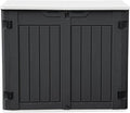 DWVO Outdoor Weather-Resistant Horizontal Storage Shed, 35 Cu Ft Capacity, Lockable and Waterproof, Suitable for Storing Garden Tools, Dark Gray