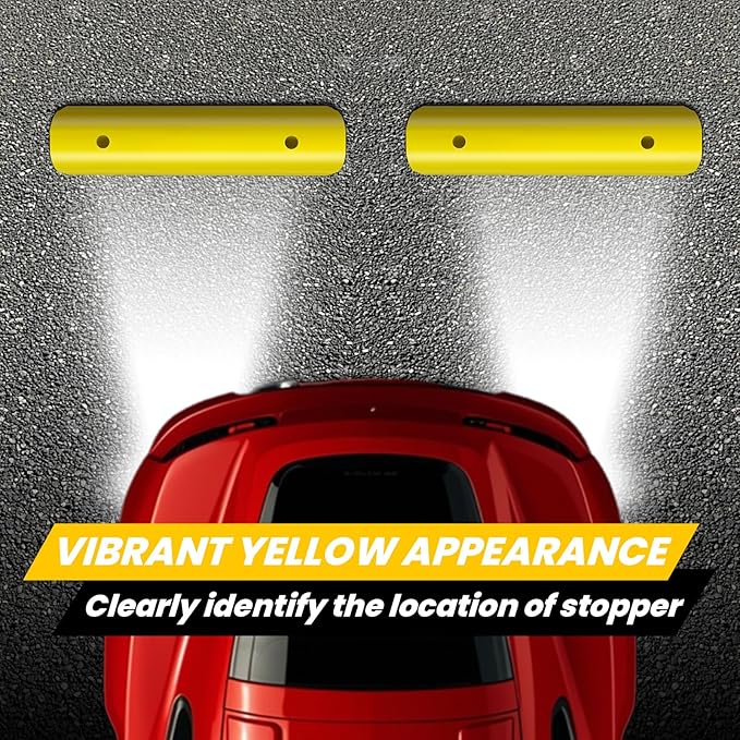 ROBLOCK 22" Parking Stopper for Home Garage & Outside, Heavy Duty Garage Stoppers for Protecting Your Vehicle, Parking Aids for New Drivers, Wheel Stops for Cars, Vans, Trailer, 2 Packs, Yellow