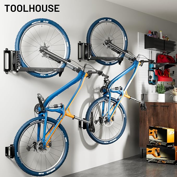 Swivel Bike Rack Wall Mount, Bike Hangers for Garage, Space-Saving Vertical Bike Holder, Holds up to 77 lbs, Bicycle Wall Hanger Storage, No Heavy Lifting Required Indoor Hanging Bike Rack-Black