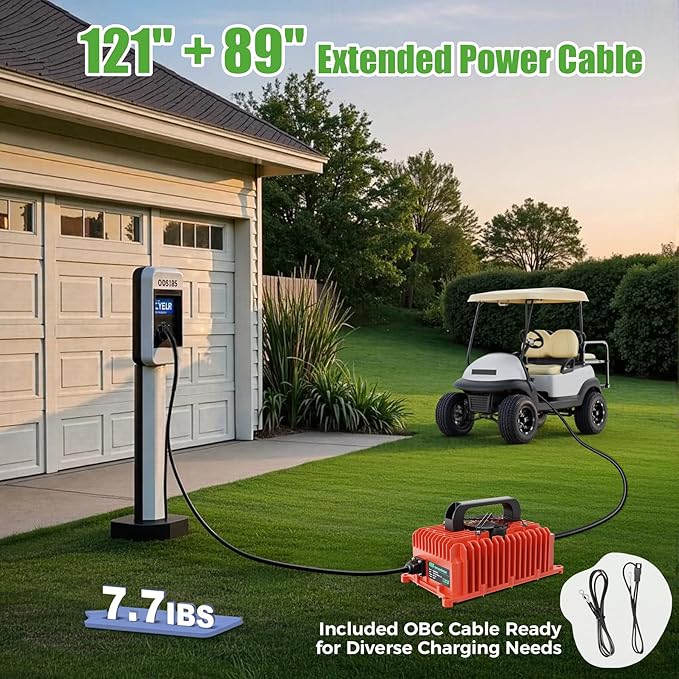 10L0L 15 Amp 48 Volt Golf Cart Charger for Club Car DS Precedent, Smart Golf Cart Battery Charger, 3 Battery Types Support, Battery Repair, Automatic Power Recharge, IP67 Waterproof