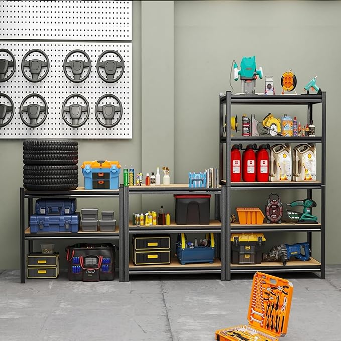 Garage Shelves, 72”H Adjustable Shelves for Garage/Basement/Warehouse, Heavy Duty Metal Storage and Organizer Rack, 5-Tier Tall and Large Organizing Shelf, 71.2”H×35.4”W×15.8”D