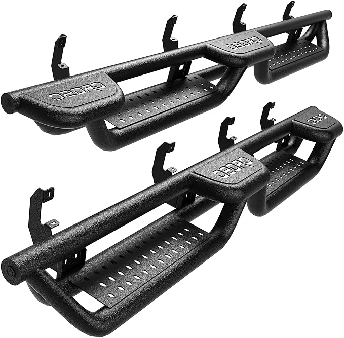 OEDRO Running Boards Compatible with 2019-2025 Chevy Silverado/GMC Sierra 1500, 2020-2025 2500HD 3500HD Crew Cab(Excl. 2019 1500 LD/Limited), Bolt-on Side Steps Steel Nerf Bars