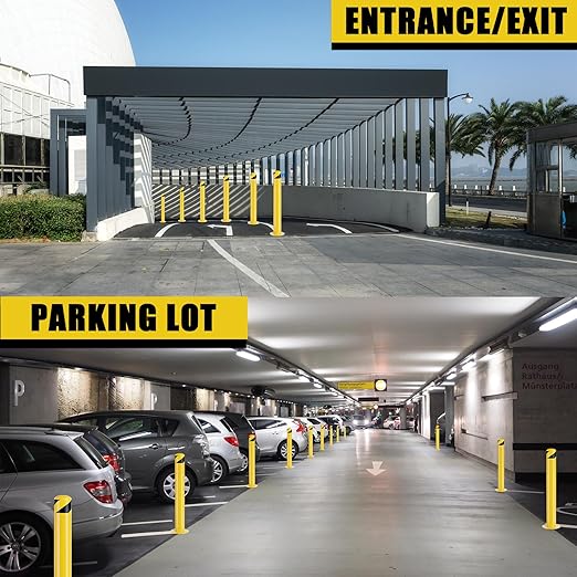 Safety Bollard Post, 36 Inch Height Steel Bollards, 4.5 Inch Diameter Parking Bollard, Yellow Powder Coated Safety Parking Barrier Post, for Traffic Sensitive Areas (2 Pack, 42 inch)