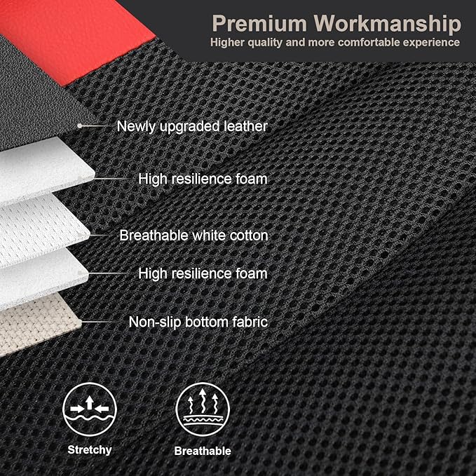 GIANT PANDA Front Seat Cover for Nissan, 3D Air Mesh Car Seat Covers Custom Fit Nissan Rogue Altima Sentra Versa Kicks Frontier Murano Pathfinder Maxima (Red 2-Pack)