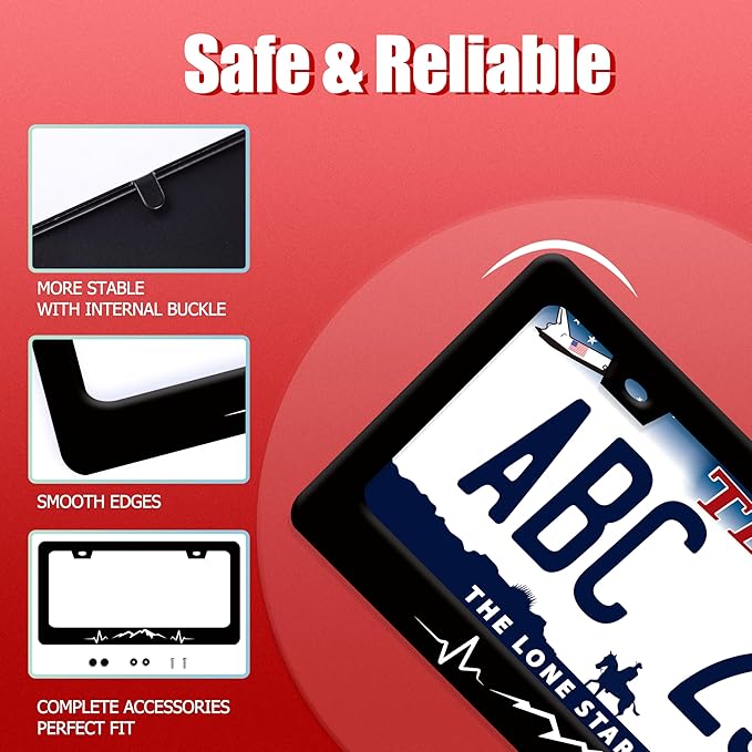 Mountains License Plate Frame Funny Mountain License Plate Holder Stainless Steel Accessories Cars Decor with 2 Holes and Screws Fits Standard Us Ca Vehicles License Plate Frames 12.2 X 6 Inch