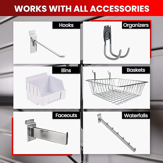 DLDIRECT Slatwall Panel Garage Wall Organizer: Heavy Duty Wall Mounted PVC Rack, Interlocking Slat Paneling for Garage Wall Storage, Slatwall Board, Slatwall Shelves System - 3 Color Samples