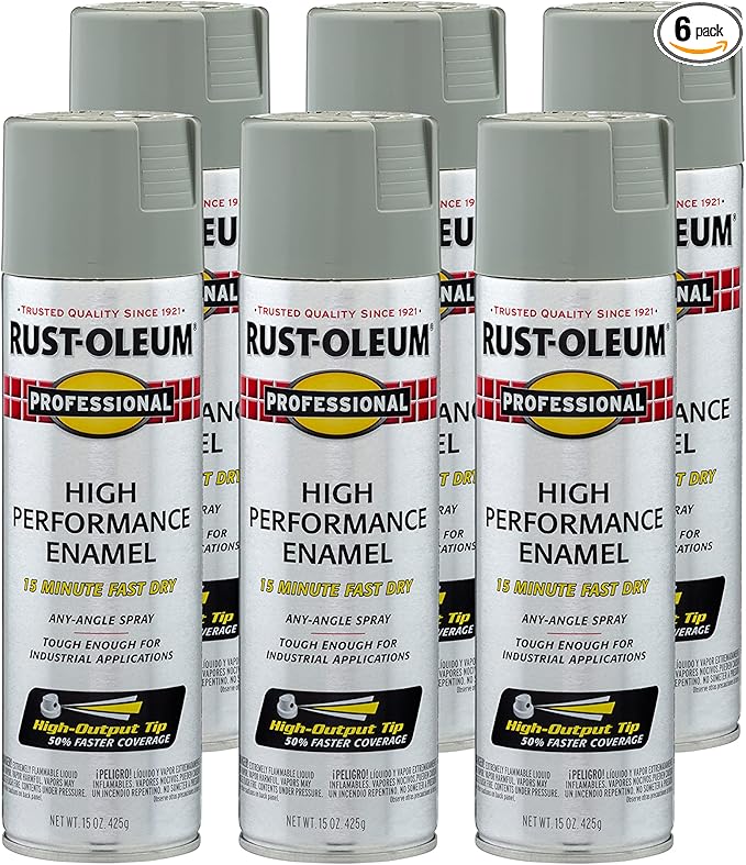Rust-Oleum 7519838-6PK Professional High Performance Enamel Spray Paint, 14 Oz, Stainless Steel, 6 Pack