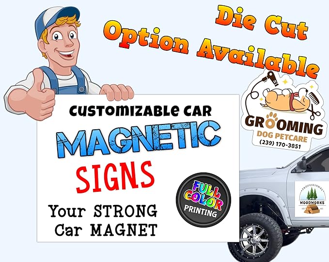 My Happy Customized Gifts Custom and Professional Logo Magnet Sign Personalized Logo for Your Car, Van, Truck Advertise Your Business Magnetic Signs