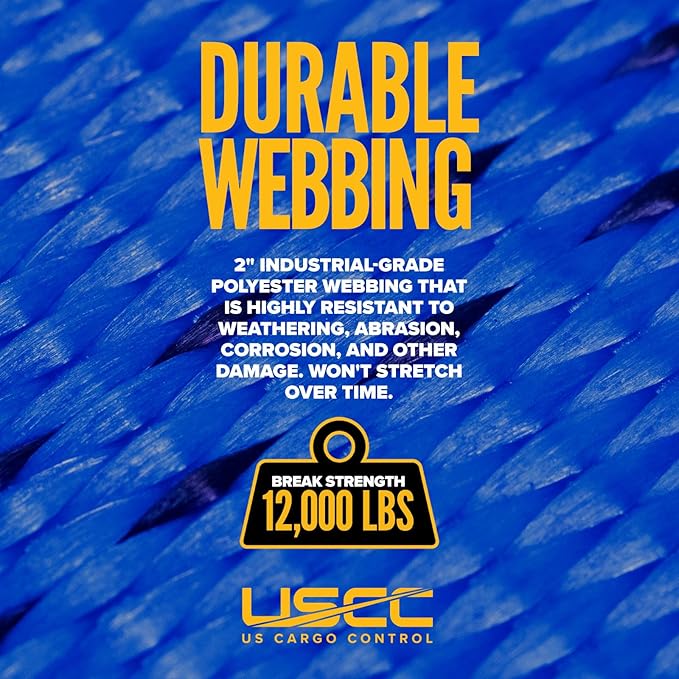 US Cargo Control E Track Wheel Straps with E-Track Fittings & Three Rubber Blocks (4-Pack), 2 Inch x 11 Foot Car Tie Down Straps for Trailers, Fits Tires 14-30 Inches, 12,000 LBS Break Strength