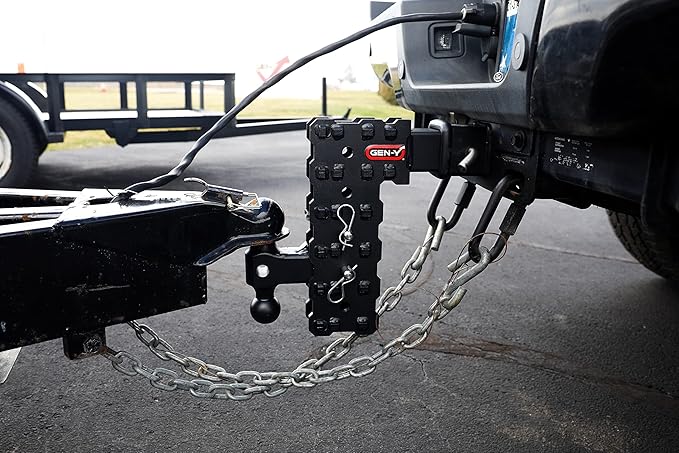 GEN-Y Hitch Solid Shank Adjustable Tow Hitch with Tri-Ball Mount for 2.5" Receiver - 7.5" Drop - 16,000 LB Towing Capacity - 1,600 LB Tongue Weight - Black