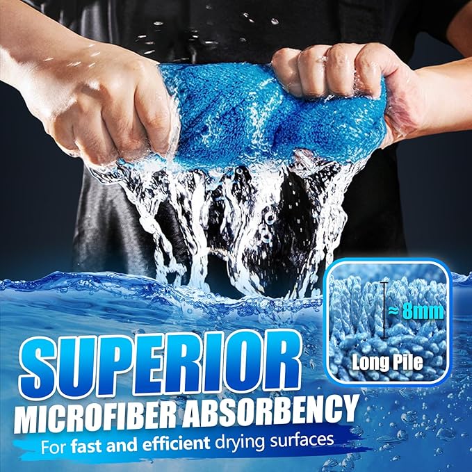 Airlab Microfiber Towels for Cars Wash Drying Towel Detailing Cloth, Ultra Absorbent, Streaks Free, Lint Free Cars, Trucks, SUVs, RVs, Motorcycles, Bath Wipes, 24 x 16 Inch, 1200 GSM, Pack of 1, Blue