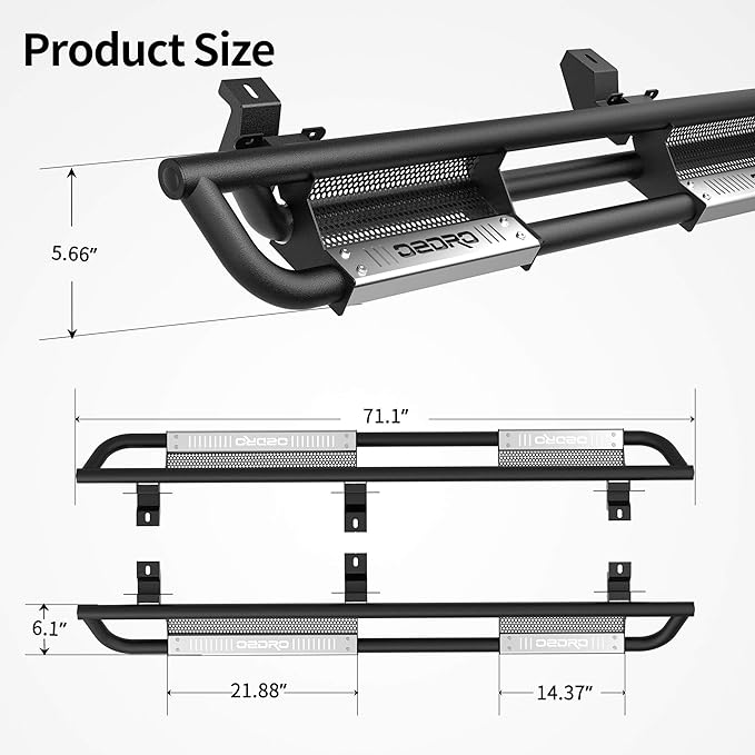 OEDRO 6 inch Running Boards, Drop Side Steps Compatible with 2007-2018 Jeep Wrangler JK Unlimited 4 Door, Steel Nerf Bar with Silver Paintable Step Plates