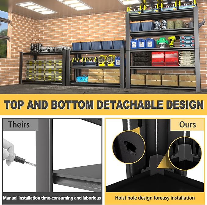 76" H x 60" W x 24" D 5-Tier Heavy Duty Garage Shelving Unit, 3000 LBS Capacity Metal Storage Rack,Adjustable Steel Shelves for Garage, Warehouse, Basement, Pantry, Workshop.2 Pack