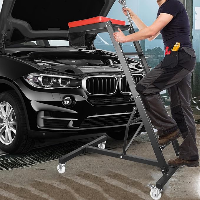 Topside Creeper for Trucks, 48"-64" Engine Creeper, 400 LBS Capacity High Top Creeper, 4 Swivel Caster Wheels,Heavy Duty Foldable Creeper for Home Garage,Auto Repair and Maintaince