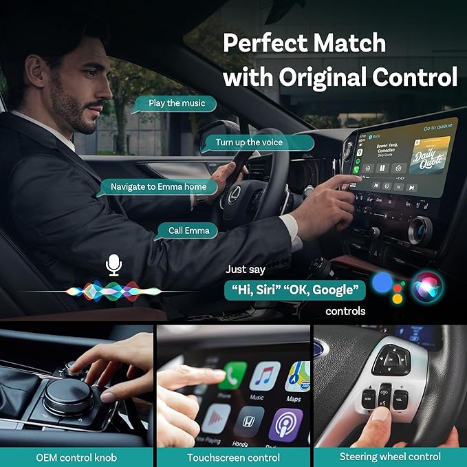 OTTOCAST Mini Wireless Carplay Adapter 2025 for Apple iPhone/Android Auto, Convert Wired to Wireless Car Play for Older Cars USB Design Plug & Play, Multi-User Seamless Connection for iOS 10+ (Black)