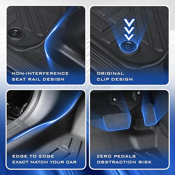 All Weather Floor Mats for Ford Mustang 2015-2017 2018-2024,Cover Protection Waterproof Black Floor Liner Front & Rear Row Full Set Car Mats Accessories for Ford Mustang 2022 2023 2024,Anti-Slip