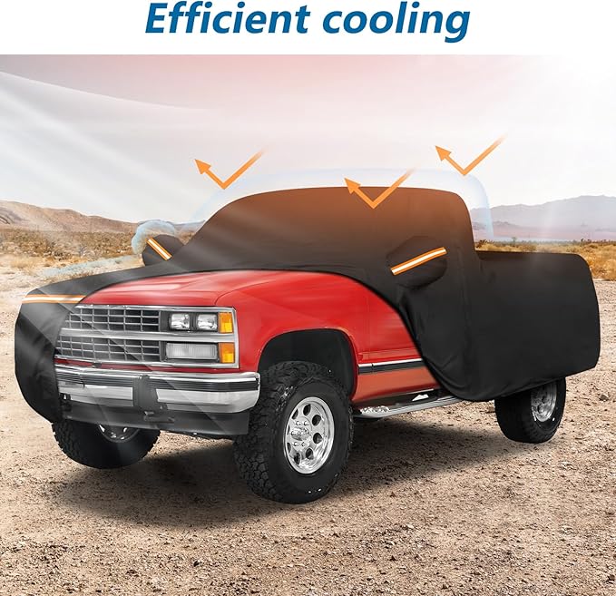 Car Cover for Chevrolet C/K 1500/2500/3500 1988-1999, Waterproof 210D Oxford Cloth and Cotton Cover Outdoor Full Car Covers with Zipper Windproof Heavy Duty All Weather Protection