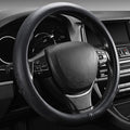 【2025 Model】 High-Grade Real Cowhide Steering Wheel Cover，Black Genuine Leather Steering Wheel Cover for Cars,Universal 15 inch Steering Wheels,Grid & Square Motif