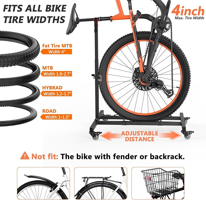 Vertical Bike Stand,Freestanding Space-Saving Bike Rack with Adjustable Height for Wheels Sizes up to 29”,Indoor Bike Storage Rack for Garage & Apartment, Upright Bicycle Floor Holder for MTB Road