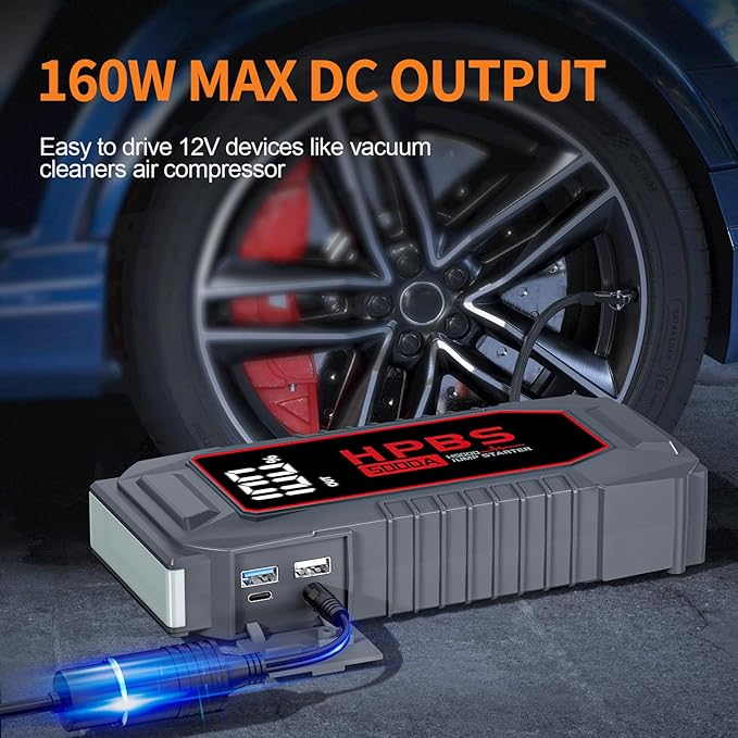 Car Jump Starter - 5000A Peak Jump Starter Battery Pack for Up to All Gas and 10.0 L Diesel Engines, 12V Portable Battery Jump Starter with 3.0" LCD Display