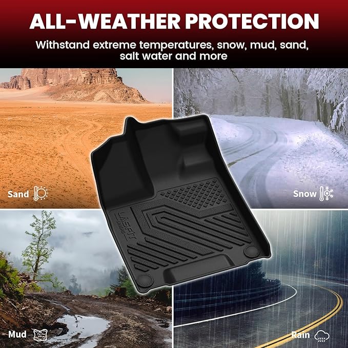 LASFIT Floor Mats & Trunk Mat for Honda Pilot 2016-2022 (7 Passenger), All Weather TPE Custom Fit Floor Liner Accessories, 1st & 2nd & 3rd Row & Cargo Liner with Backrest Mat, Black