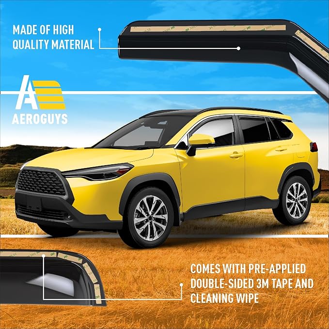 Extra Durable Window Deflectors in-Channel Window Visors Rain Guards Fit for Toyota Corolla Cross 2022-2025, Sun Visors, Wind Vent for Shades, Exterior Car Accessories - 4pcs. AG0493