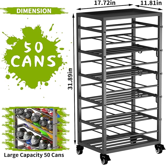 yeshine 50 Can Spray Paint Storage Rack, Metal Aerosol Storage Cart, Rolling Spray Bottle or Lube Holder, Aerosol Can Holder Rack, Paint Bottle Organizer for Garage And Craft Workroom
