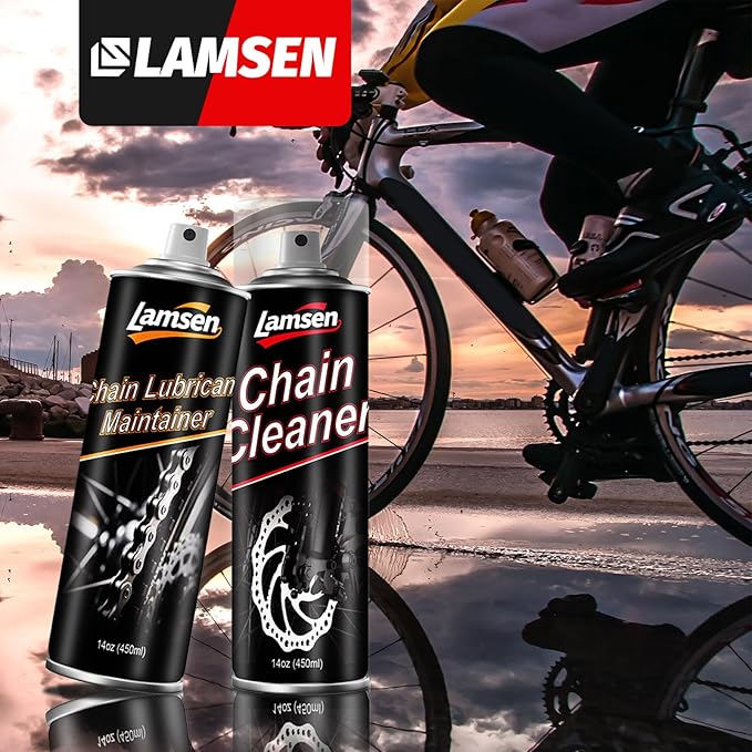 Chain Cleaner Kit, Professional Bike Chain Cleaner Set, Motorcycle Cleaning Kit with Chain Cleaner 17oz & Chain Lube 14oz Including Brushes and Gloves for Cleaning and Maintain All Bicycles （1 pack)