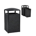 Alpine Outdoor Commercial Trash Can with Lid - 55 Gallon Heavy Duty Steel Garbage Can with Removable Bin, Locking Door for a Modern Look in Park, Mall & High Traffic Areas - Black, Grey Stone Panels