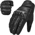 ILM Goatskin Leather Motorcycle Motorbike Powersports Racing Gloves Touchscreen for Men and Women Model DN01(XL, Black Perforated)