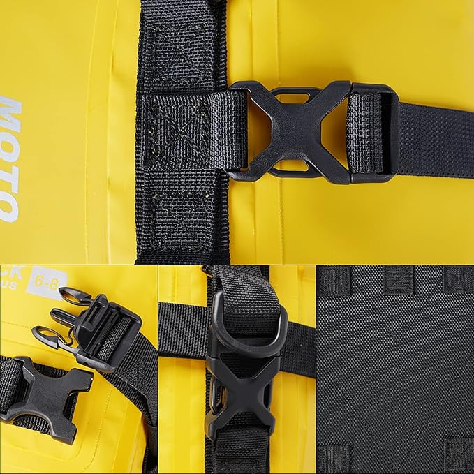 Motorcycle Tail Bag Front Bumper Bag, 8L Roll-top Waterproof Motor Saddle Panniers Luggage Bags for Bike Motorcy-Yellow