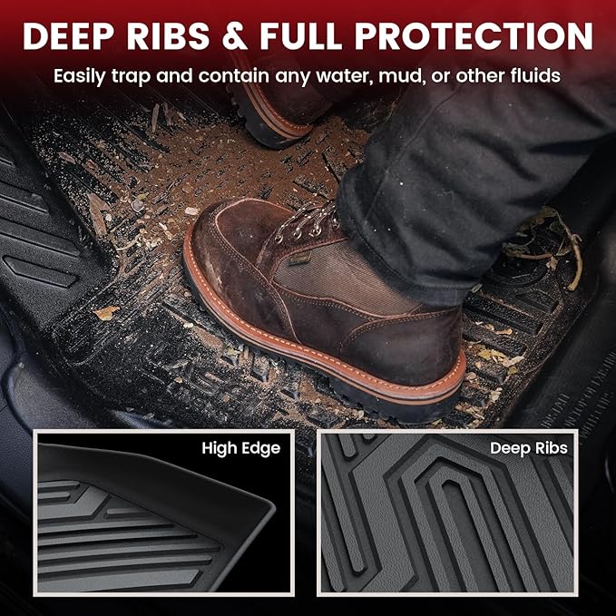 LASFIT Floor Mats & Trunk Mat for Honda CR-V 2017-2022 (NOT for Hybrid), All Weather Protection TPE Floor Liners 1st & 2nd Row & Cargo Mat in Lower Position Full Set, Black