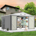 12x10 Ft Outdoor Storage Shed, Large Steel Multipurpose Yard Shed, Metal Outdoor Tool Shed with Sloped Roof and Door Lock Design for Organizing Tools & Equipment in Yard, Garden, Grey