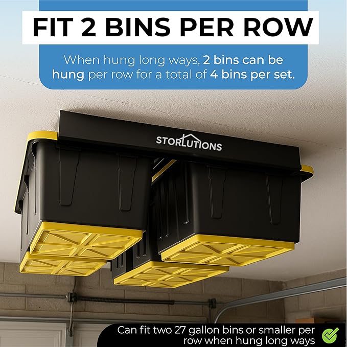 Heavy Duty Adjustable Ceiling Mount Garage Shelving for 16"-24" Stud Spacing, Ideal for Garage Storage and Home Organization Solutions