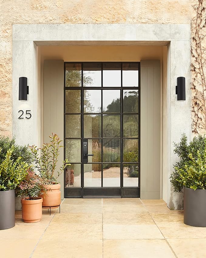 Ken & Ricky Outdoor Wall Sconce Lights, Black Exterior Lighting Fixtures,Cylinder Outdoor Light Fixtures for House Garage Front Door Patio Entryway 2 Pack