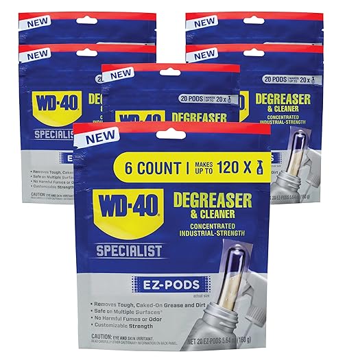 WD-40 Specialist Degreaser and Cleaner EZ-PODS, Customizable Industrial-Strength Concentrate, Multi-Surface Cleaning Solution, 20 Pods (Pack of 6, 120 Count Total)