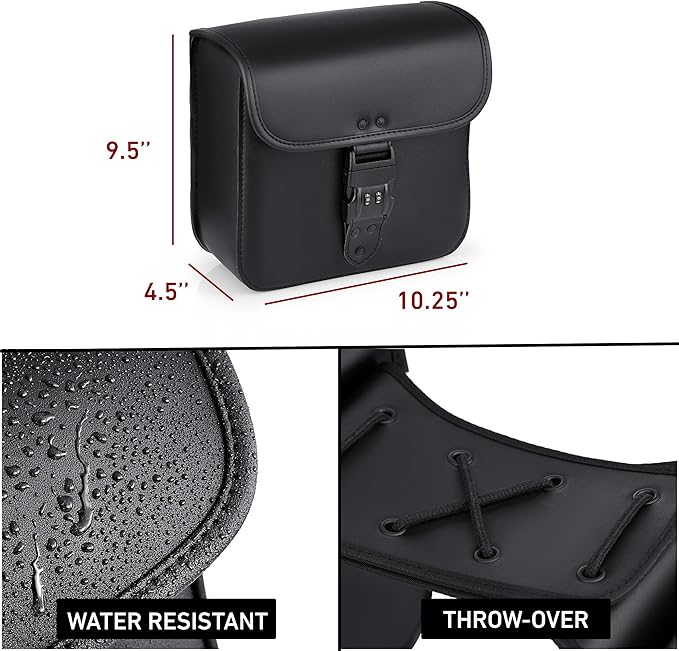 Nomad Leather Motorcycle Saddlebags Quick-Easy Universal Fit Throw Over Saddle Bags Cruiser Biker Side Bags (Black)